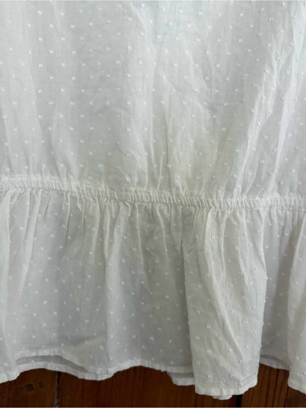 NWT LOFT White Eyelash Eyelet Cotton Peplum Blouse Crochet Trim M - Picture 6 of 8